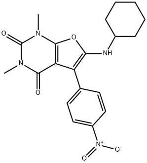 Furo[2,3-d]pyrimidine-2,4(1H,3H)-dione,  6-(cyclohexylamino)-1,3-dimethyl-5-(4-nitrophenyl)- Struktur