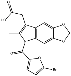 5-(5-Bromo-2-furoyl)-6-methyl-5H-1,3-dioxolo[4,5-f]indole-7-acetic acid Struktur