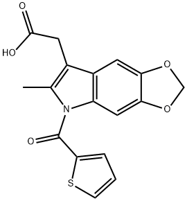 6-Methyl-5-(2-thenoyl)-5H-1,3-dioxolo[4,5-f]indole-7-acetic acid Struktur