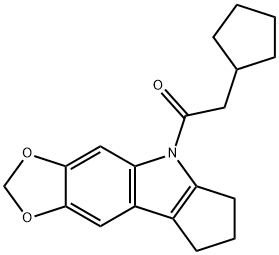 5,6,7,8-Tetrahydro-5-(cyclopentylacetyl)cyclopenta[b]-1,3-dioxolo[4,5-f]indole Struktur