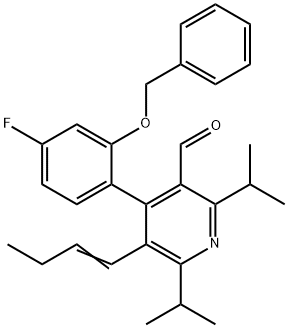 3-Pyridinecarboxaldehyde, 5-(1-buten-1-yl)-4-[4-fluoro-2-(phenylmethoxy)phenyl]-2,6-bis(1-methylethyl)- Struktur