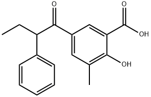 2-Hydroxy-3-methyl-5-(2-phenylbutyryl)benzoic acid Struktur