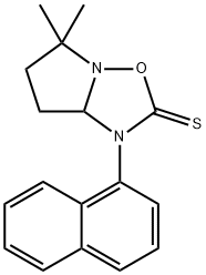 5,6,7,7a-Tetrahydro-5,5-dimethyl-1-(1-naphtyl)pyrrolo[1,2-b][1,2,4]oxadiazole-2(1H)-thione Struktur