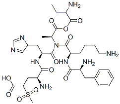 gamma-(methylsulphonyl)-L-alpha-aminobutyryl-L-alpha-glutamyl-L-histidyl-3-phenyl-L-alanyl-D-lysyl-L-alanine  Struktur