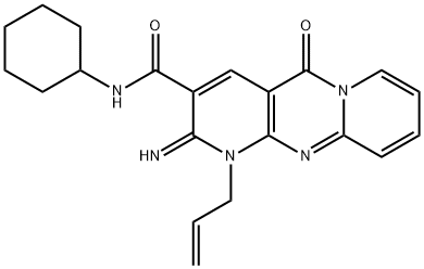 1-allyl-N-cyclohexyl-2-imino-5-oxo-1,5-dihydro-2H-dipyrido[1,2-a:2,3-d]pyrimidine-3-carboxamide Struktur