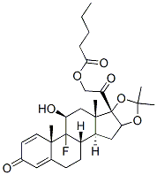 9-fluoro-11beta,21-dihydroxy-16alpha,17-(isopropylidenedioxy)pregna-1,4-diene-3,20-dione 21-valerate Struktur