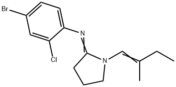 Pyrrolidine, 2-((4-bromo-2-chlorophenyl)imino)-1-(2-methyl-1-butenyl)- Struktur