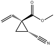 Cyclopropanecarboxylic acid, 2-cyano-1-ethenyl-, methyl ester, trans- (9CI) Struktur