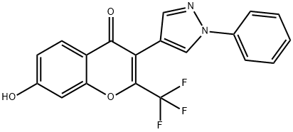 7-HYDROXY-3-(1-PHENYL-1H-PYRAZOL-4-YL)-2-TRIFLUOROMETHYL-CHROMEN-4-ONE Struktur