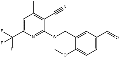 2-[(5-FORMYL-2-METHOXYBENZYL)THIO]-4-METHYL-6-(TRIFLUOROMETHYL)NICOTINONITRILE Struktur