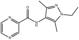 Pyrazinecarboxamide, N-(1-ethyl-3,5-dimethyl-1H-pyrazol-4-yl)- (9CI) Struktur