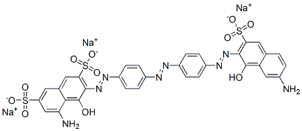 trisodium 5-amino-3-[[4-[[4-[(7-amino-1-hydroxy-3-sulphonato-2-naphthyl)azo]phenyl]azo]phenyl]azo]-4-hydroxynaphthalene-2,7-disulphonate Struktur