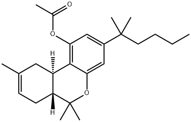 (6aR)-3-(1,1-Dimethylpentyl)-6aβ,7,10,10aα-tetrahydro-6,6,9-trimethyl-6H-dibenzo[b,d]pyran-1-ol acetate Struktur