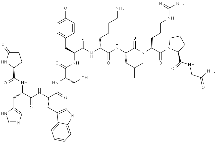 PYR-HIS-TRP-SER-TYR-D-LYS-LEU-ARG-PRO-GLY-NH2 Struktur