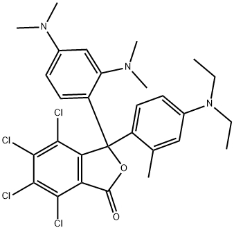 3-[2,4-bis(dimethylamino)phenyl]-4,5,6,7-tetrachloro-3-[4-(diethylamino)-o-tolyl]phthalide Struktur