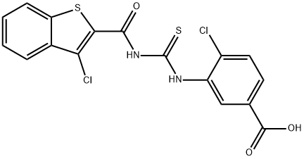 4-CHLORO-3-[[[[(3-CHLOROBENZO[B]THIEN-2-YL)CARBONYL]AMINO]THIOXOMETHYL]AMINO]-BENZOIC ACID Struktur