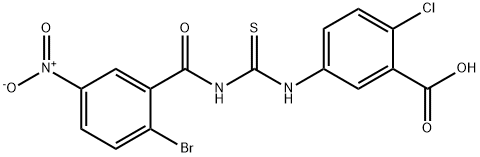 5-[[[(2-BROMO-5-NITROBENZOYL)AMINO]THIOXOMETHYL]AMINO]-2-CHLORO-BENZOIC ACID Struktur