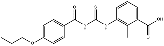 2-METHYL-3-[[[(4-PROPOXYBENZOYL)AMINO]THIOXOMETHYL]AMINO]-BENZOIC ACID Struktur