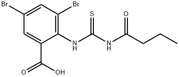 3,5-DIBROMO-2-[[[(1-OXOBUTYL)AMINO]THIOXOMETHYL]AMINO]-BENZOIC ACID Struktur