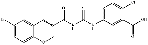 5-[[[[3-(5-BROMO-2-METHOXYPHENYL)-1-OXO-2-PROPENYL]AMINO]THIOXOMETHYL]AMINO]-2-CHLORO-BENZOIC ACID Struktur