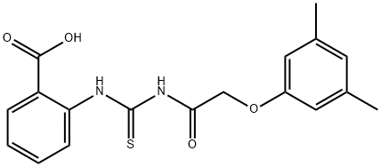 2-[[[[(3,5-DIMETHYLPHENOXY)ACETYL]AMINO]THIOXOMETHYL]AMINO]-BENZOIC ACID Struktur