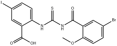 2-[[[(5-BROMO-2-METHOXYBENZOYL)AMINO]THIOXOMETHYL]AMINO]-5-IODO-BENZOIC ACID Struktur