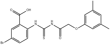 5-BROMO-2-[[[[(3,5-DIMETHYLPHENOXY)ACETYL]AMINO]THIOXOMETHYL]AMINO]-BENZOIC ACID Struktur