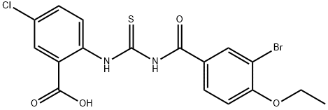 2-[[[(3-BROMO-4-ETHOXYBENZOYL)AMINO]THIOXOMETHYL]AMINO]-5-CHLORO-BENZOIC ACID Struktur