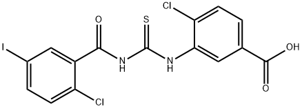 4-CHLORO-3-[[[(2-CHLORO-5-IODOBENZOYL)AMINO]THIOXOMETHYL]AMINO]-BENZOIC ACID Struktur