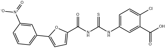 2-CHLORO-5-[[[[[5-(3-NITROPHENYL)-2-FURANYL]CARBONYL]AMINO]THIOXOMETHYL]AMINO]-BENZOIC ACID Struktur