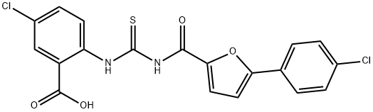 5-CHLORO-2-[[[[[5-(4-CHLOROPHENYL)-2-FURANYL]CARBONYL]AMINO]THIOXOMETHYL]AMINO]-BENZOIC ACID Struktur