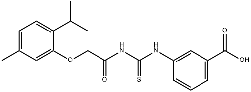 3-[[[[[5-METHYL-2-(1-METHYLETHYL)PHENOXY]ACETYL]AMINO]THIOXOMETHYL]AMINO]-BENZOIC ACID Struktur