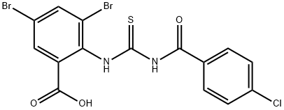 3,5-DIBROMO-2-[[[(4-CHLOROBENZOYL)AMINO]THIOXOMETHYL]AMINO]-BENZOIC ACID Struktur