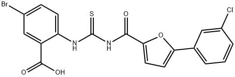 5-BROMO-2-[[[[[5-(3-CHLOROPHENYL)-2-FURANYL]CARBONYL]AMINO]THIOXOMETHYL]AMINO]-BENZOIC ACID Struktur