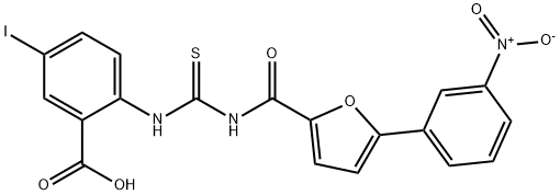 5-IODO-2-[[[[[5-(3-NITROPHENYL)-2-FURANYL]CARBONYL]AMINO]THIOXOMETHYL]AMINO]-BENZOIC ACID Struktur