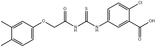 2-CHLORO-5-[[[[(3,4-DIMETHYLPHENOXY)ACETYL]AMINO]THIOXOMETHYL]AMINO]-BENZOIC ACID Struktur