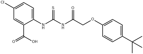 5-CHLORO-2-[[[[[4-(1,1-DIMETHYLETHYL)PHENOXY]ACETYL]AMINO]THIOXOMETHYL]AMINO]-BENZOIC ACID Struktur