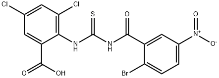 2-[[[(2-BROMO-5-NITROBENZOYL)AMINO]THIOXOMETHYL]AMINO]-3,5-DICHLORO-BENZOIC ACID Struktur