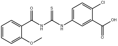 2-CHLORO-5-[[[(2-METHOXYBENZOYL)AMINO]THIOXOMETHYL]AMINO]-BENZOIC ACID Struktur