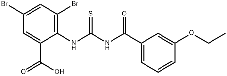 3,5-DIBROMO-2-[[[(3-ETHOXYBENZOYL)AMINO]THIOXOMETHYL]AMINO]-BENZOIC ACID Struktur