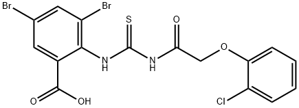 3,5-DIBROMO-2-[[[[(2-CHLOROPHENOXY)ACETYL]AMINO]THIOXOMETHYL]AMINO]-BENZOIC ACID Struktur