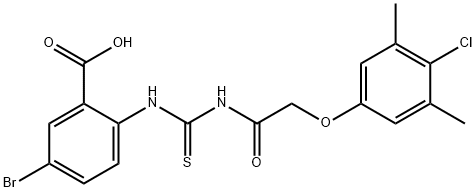 5-BROMO-2-[[[[(4-CHLORO-3,5-DIMETHYLPHENOXY)ACETYL]AMINO]THIOXOMETHYL]AMINO]-BENZOIC ACID Struktur