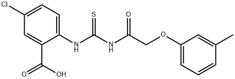 5-CHLORO-2-[[[[(3-METHYLPHENOXY)ACETYL]AMINO]THIOXOMETHYL]AMINO]-BENZOIC ACID Struktur