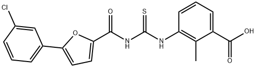 3-[[[[[5-(3-CHLOROPHENYL)-2-FURANYL]CARBONYL]AMINO]THIOXOMETHYL]AMINO]-2-METHYL-BENZOIC ACID Struktur