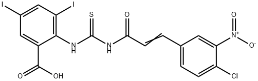 BENZOIC ACID, 2-[[[[3-(4-CHLORO-3-NITROPHENYL)-1-OXO-2-PROPENYL]AMINO]THIOXOMETHYL]AMINO]-3,5-DIIODO Struktur