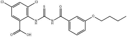 2-[[[(3-BUTOXYBENZOYL)AMINO]THIOXOMETHYL]AMINO]-3,5-DICHLORO-BENZOIC ACID Struktur