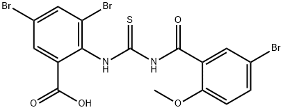 3,5-DIBROMO-2-[[[(5-BROMO-2-METHOXYBENZOYL)AMINO]THIOXOMETHYL]AMINO]-BENZOIC ACID Struktur