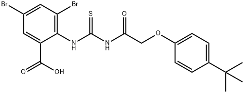 3,5-DIBROMO-2-[[[[[4-(1,1-DIMETHYLETHYL)PHENOXY]ACETYL]AMINO]THIOXOMETHYL]AMINO]-BENZOIC ACID Struktur