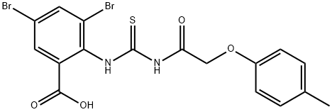 3,5-DIBROMO-2-[[[[(4-METHYLPHENOXY)ACETYL]AMINO]THIOXOMETHYL]AMINO]-BENZOIC ACID Struktur