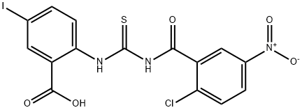 2-[[[(2-CHLORO-5-NITROBENZOYL)AMINO]THIOXOMETHYL]AMINO]-5-IODO-BENZOIC ACID Struktur